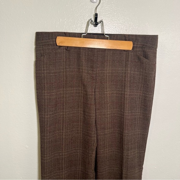 Express Design Studio Editor Dress Pant Trousers Brown Plaid 6 - Picture 2 of 9